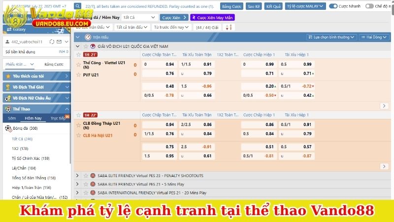 Khám phá tỷ lệ cạnh tranh tại thể thao Vando88