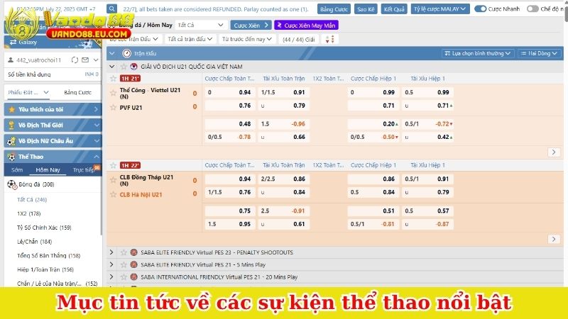 Mục tin tức về các sự kiện thể thao nổi bật